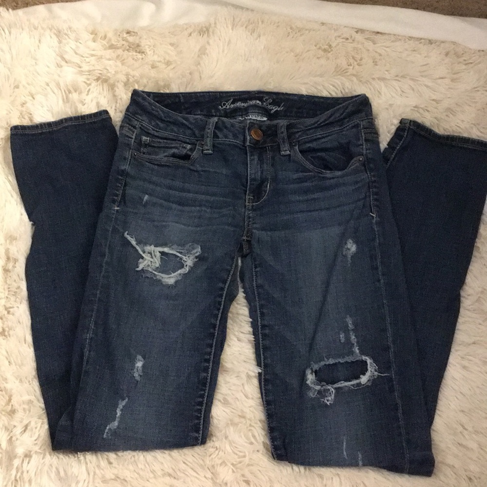 American Eagle destructed/patched jeans